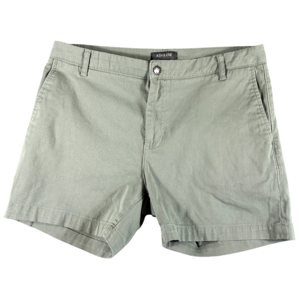 Ash & Erie Chino Shorts Mens 34 Green Washed Premium Casual Golf Outdoors